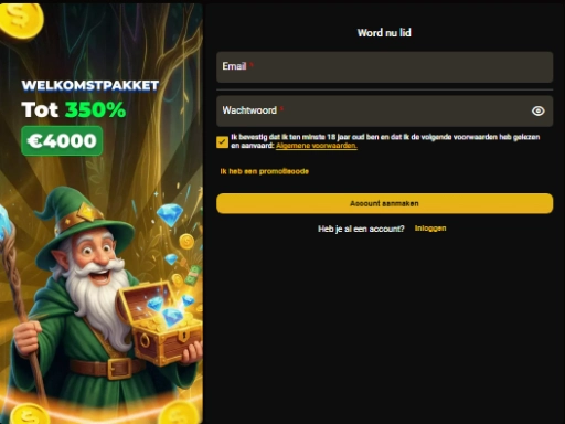 Registration form for a Dutch casino